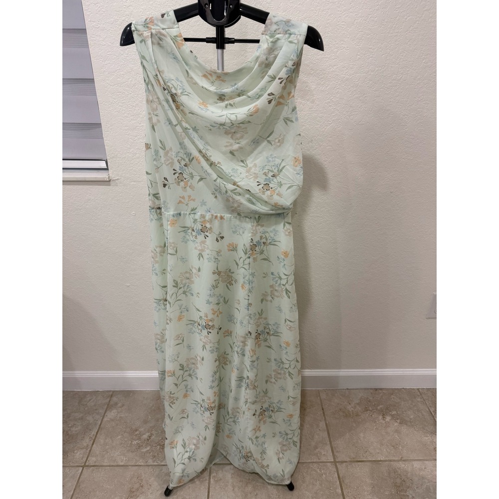 Abercrombie & Fitch Mint Green Floral Cowl Neck Maxi Dress XLT Tall Sleeveless
